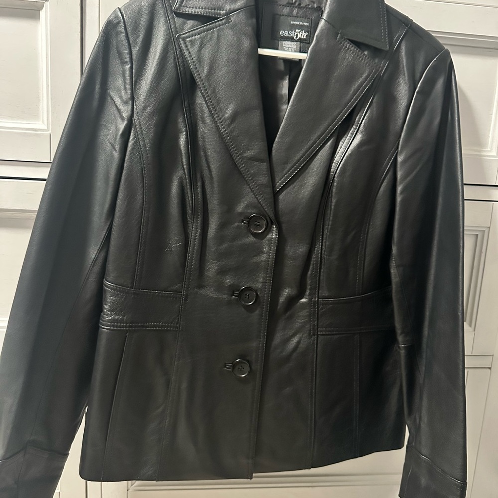 East 5th Black Leather Blazer Jacket